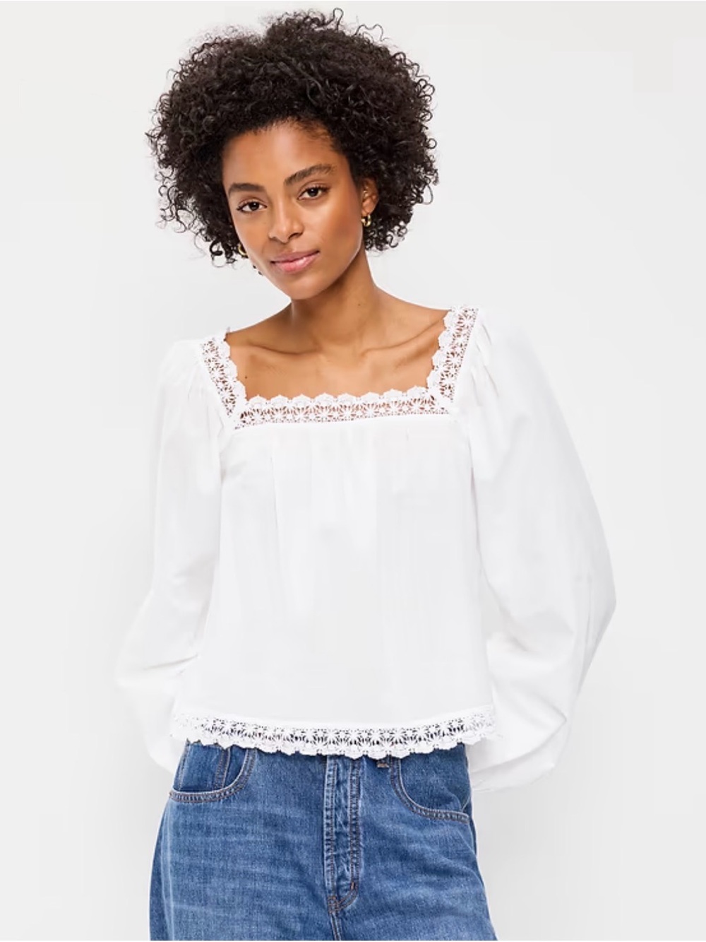 NEW Old Navy Long-Sleeve Lace Trim Top